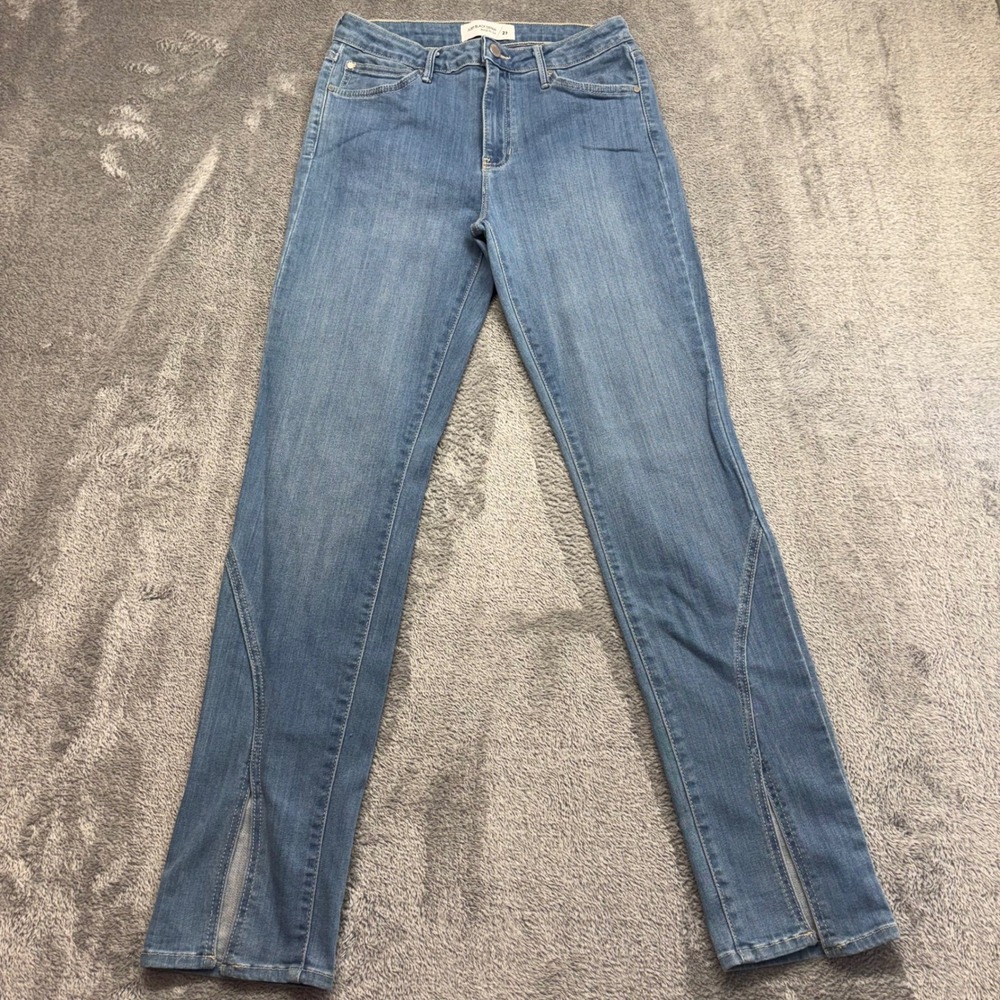 Just Black Denim Skinny Jeans Womens 27 Blue Excellent Split Hem‎ High Rise